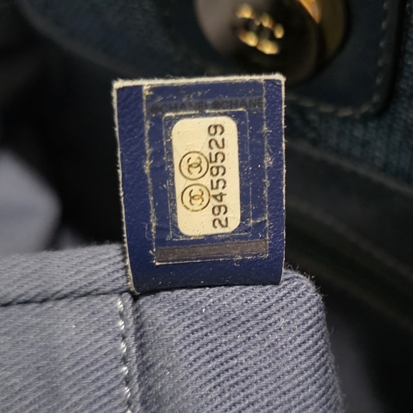 Chanel Mixed Fibers Striped Small Deauville Tote Navy Blue - Picture 8 of 16